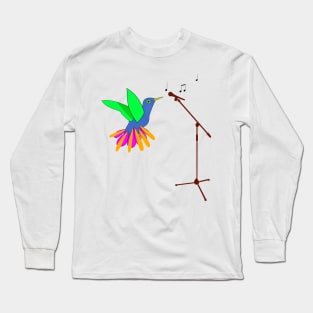 Colorful Bird and Microphone Long Sleeve T-Shirt